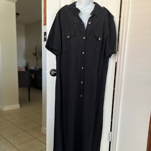 AKS Amy K Su Button Down Shirt Maxi Dress - Picture 1 of 7